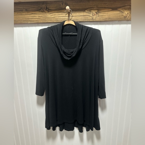 T Tahari Black Cowl Neck Tunic Top Sz 2X basic minimalist office career plus - Picture 1 of 6